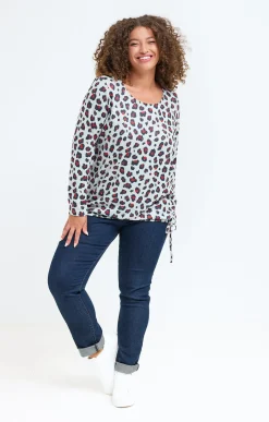 Toscane Boutique Tee-shirt maille chaude imprimé léopard| Tee-shirts