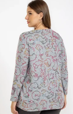 Toscane Boutique Tee-shirt maille chaude imprimé chats| Tee-shirts