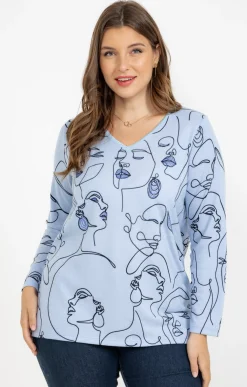Toscane Boutique Tee-shirt maille chaude imprimé visages| Tee-shirts