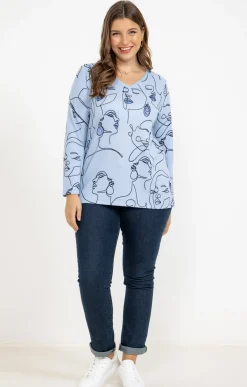 Toscane Boutique Tee-shirt maille chaude imprimé visages| Tee-shirts