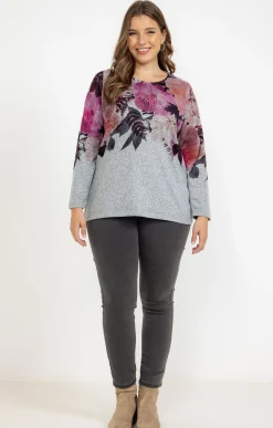 Toscane Boutique Tee-shirt maille chaude imprimé fleurs| Tee-shirts