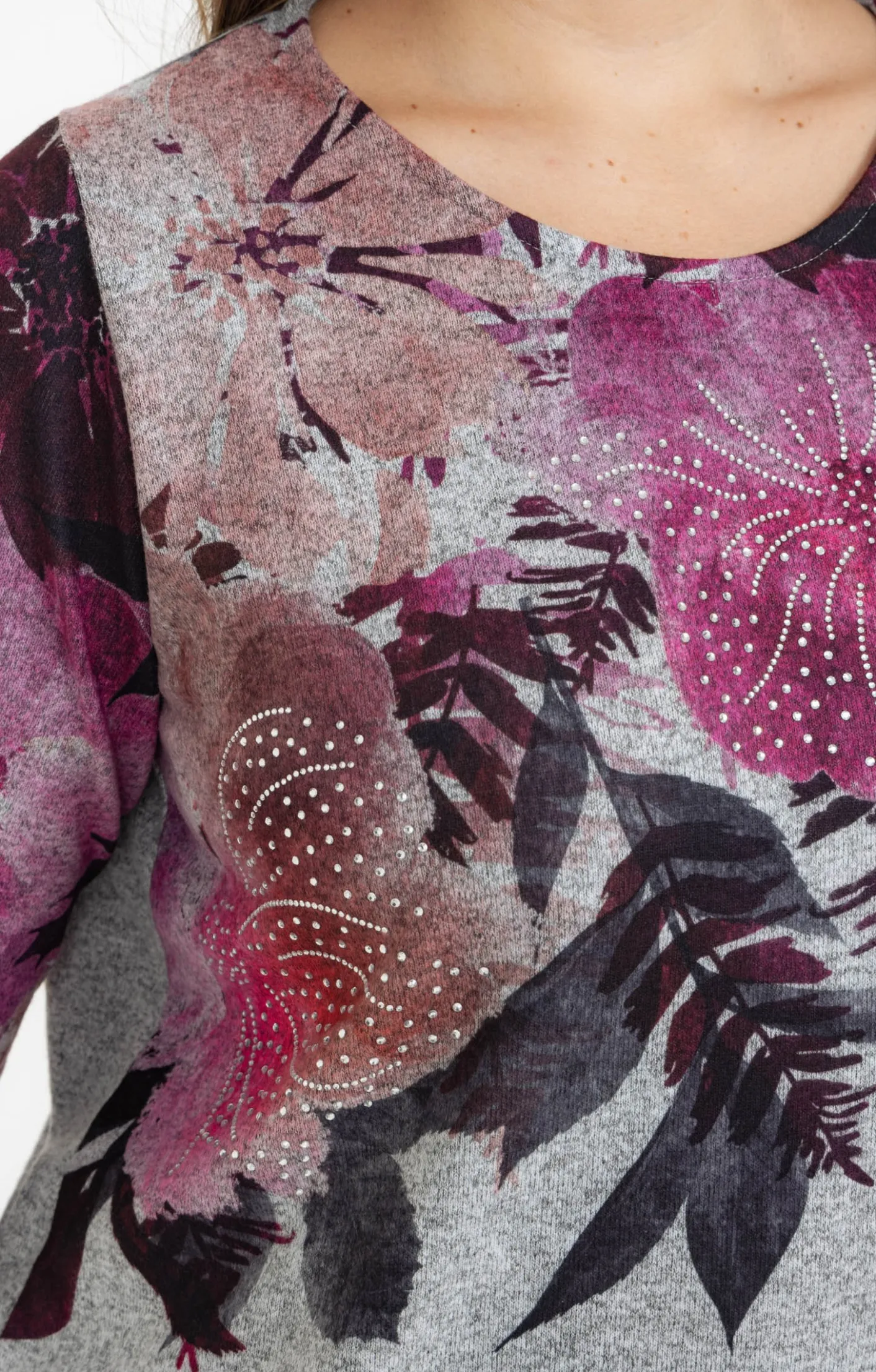 Toscane Boutique Tee-shirt maille chaude imprimé fleurs| Tee-shirts