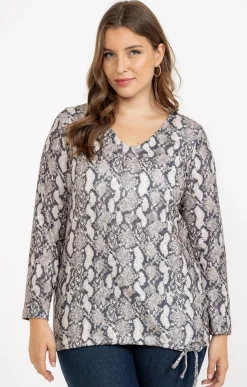 Toscane Boutique Tee-shirt maille chaude imprimé python| Tee-shirts