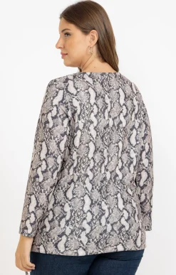 Toscane Boutique Tee-shirt maille chaude imprimé python| Tee-shirts
