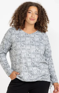 Toscane Boutique Tee-shirt maille chaude imprimé chats| Tee-shirts