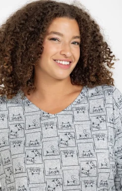 Toscane Boutique Tee-shirt maille chaude imprimé chats| Tee-shirts