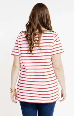 Toscane Boutique Tee-shirt marinière col bateau contrasté| Tee-shirts