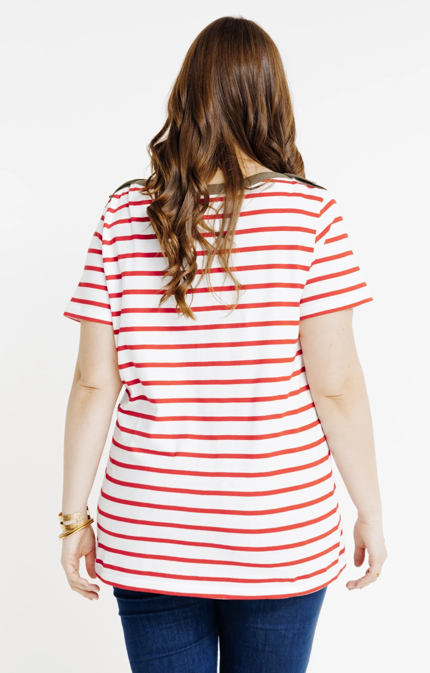Toscane Boutique Tee-shirt marinière col bateau contrasté| Tee-shirts