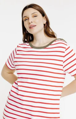 Toscane Boutique Tee-shirt marinière col bateau contrasté| Tee-shirts