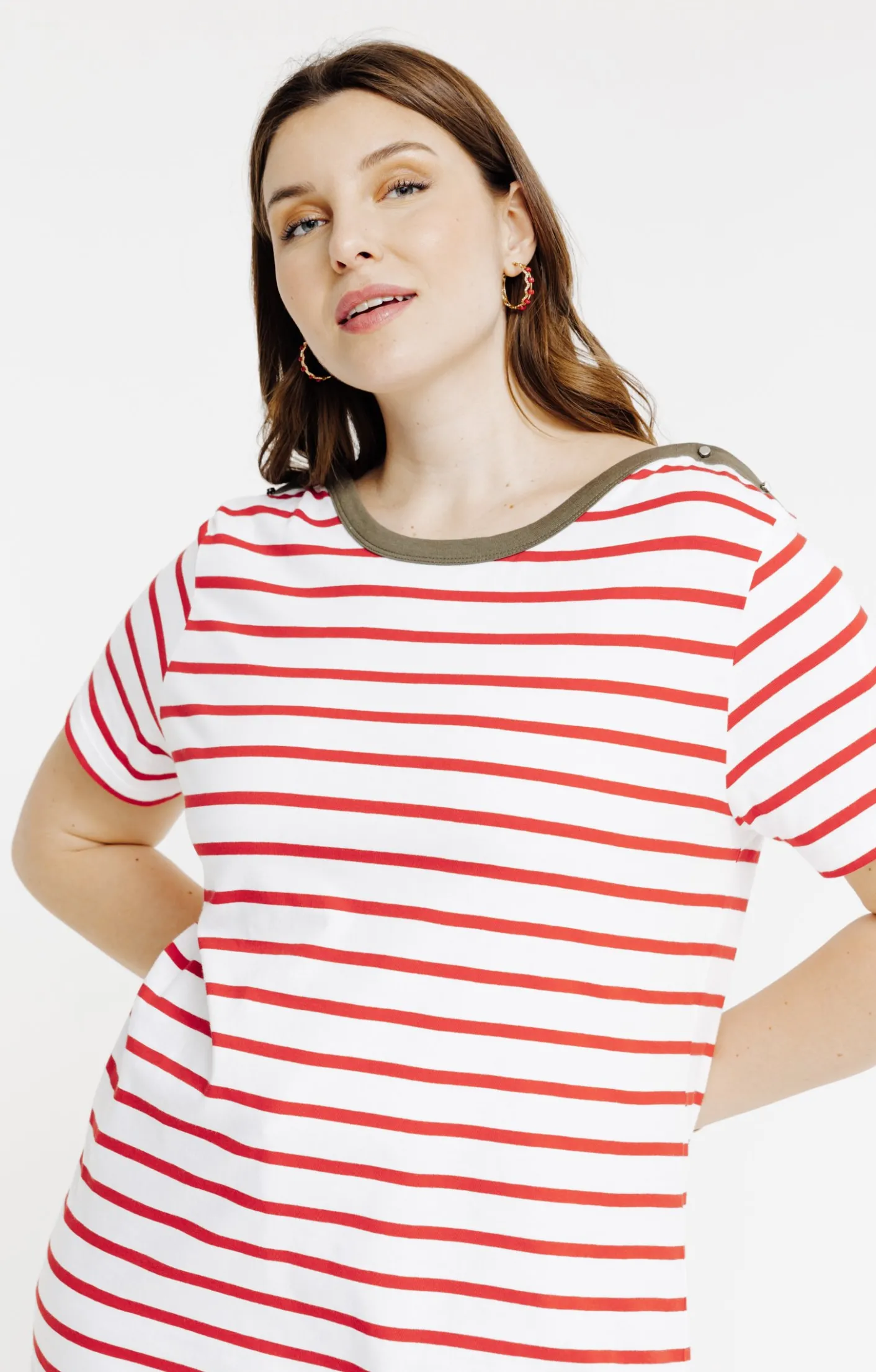 Toscane Boutique Tee-shirt marinière col bateau contrasté| Tee-shirts