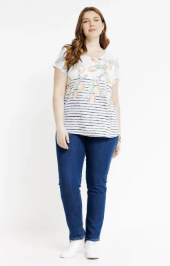 Toscane Boutique Tee-shirt rayé avec motifs citrons| Tee-shirts