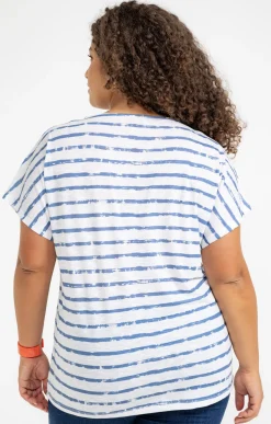 Toscane Boutique Tee-shirt rayé imprimé fleurs| Tee-shirts