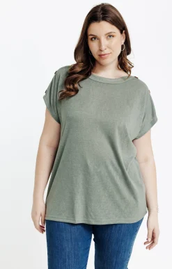 Toscane Boutique Tee-shirt uni col bateau croisé| Tee-shirts