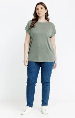 Toscane Boutique Tee-shirt uni col bateau croisé| Tee-shirts