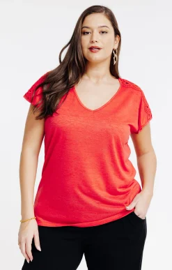 Toscane Boutique Tee-shirt uni effet lin| Tee-shirts