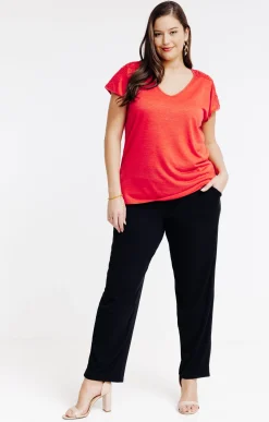 Toscane Boutique Tee-shirt uni effet lin| Tee-shirts