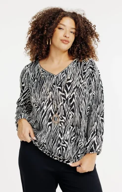 Toscane Boutique Tee-shirt zébré avec collier| Tee-shirts