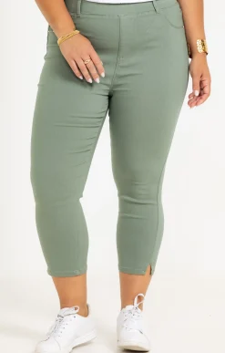 Toscane Boutique Tregging court stretch détail rivet| Pantalons