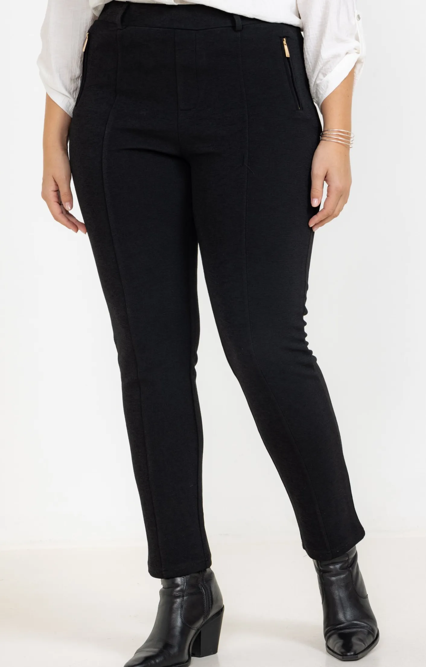 Toscane Boutique Tregging droit détail zip| Pantalons