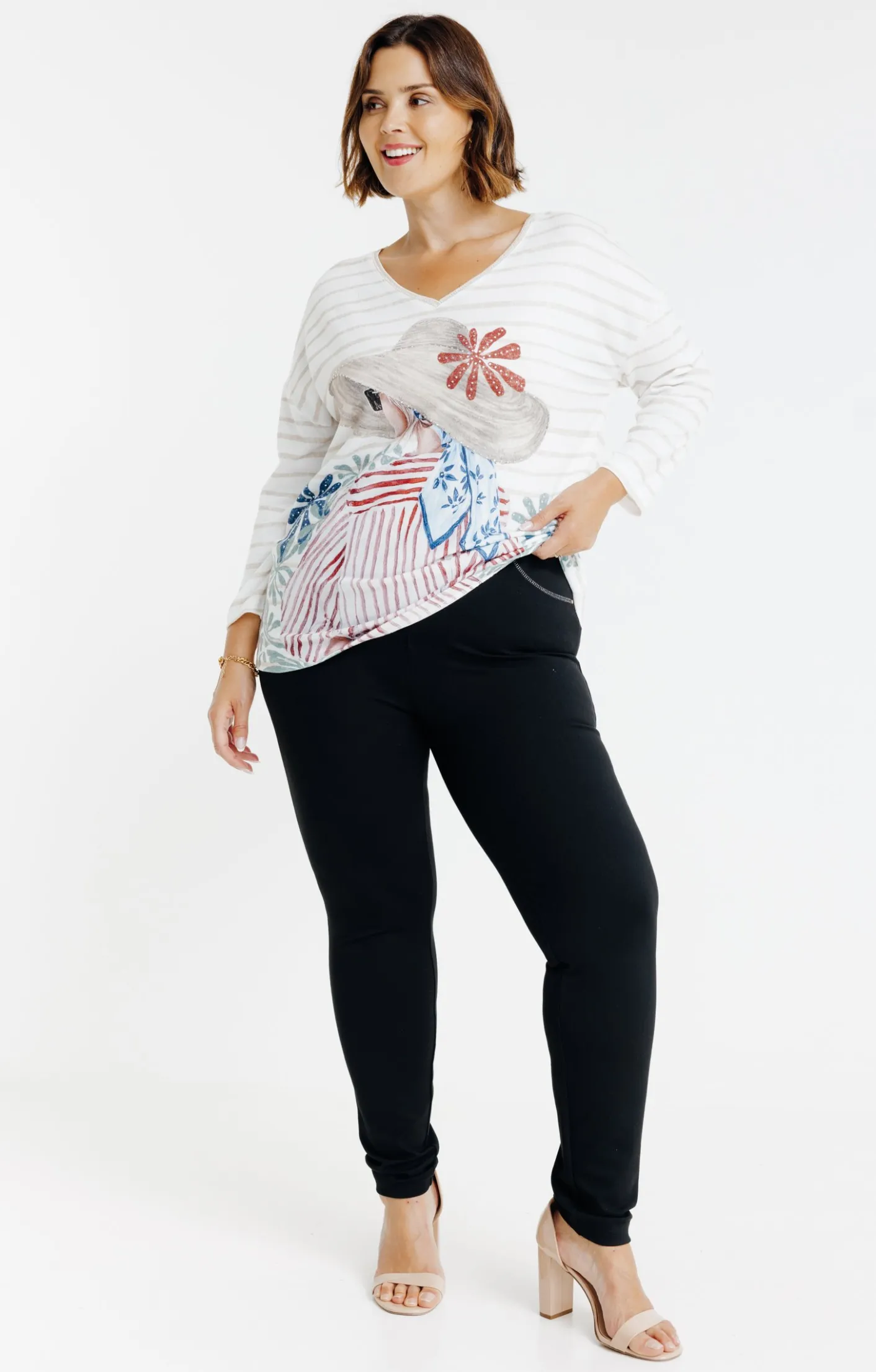 Toscane Boutique Tregging en maille chevron| Pantalons