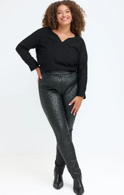 Toscane Boutique Tregging polaire imprimé léopard| Pantalons
