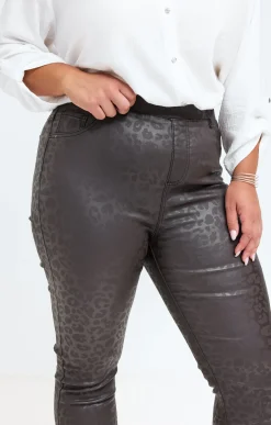 Toscane Boutique Tregging polaire imprimé léopard| Pantalons