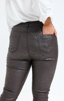 Toscane Boutique Tregging polaire imprimé léopard| Pantalons