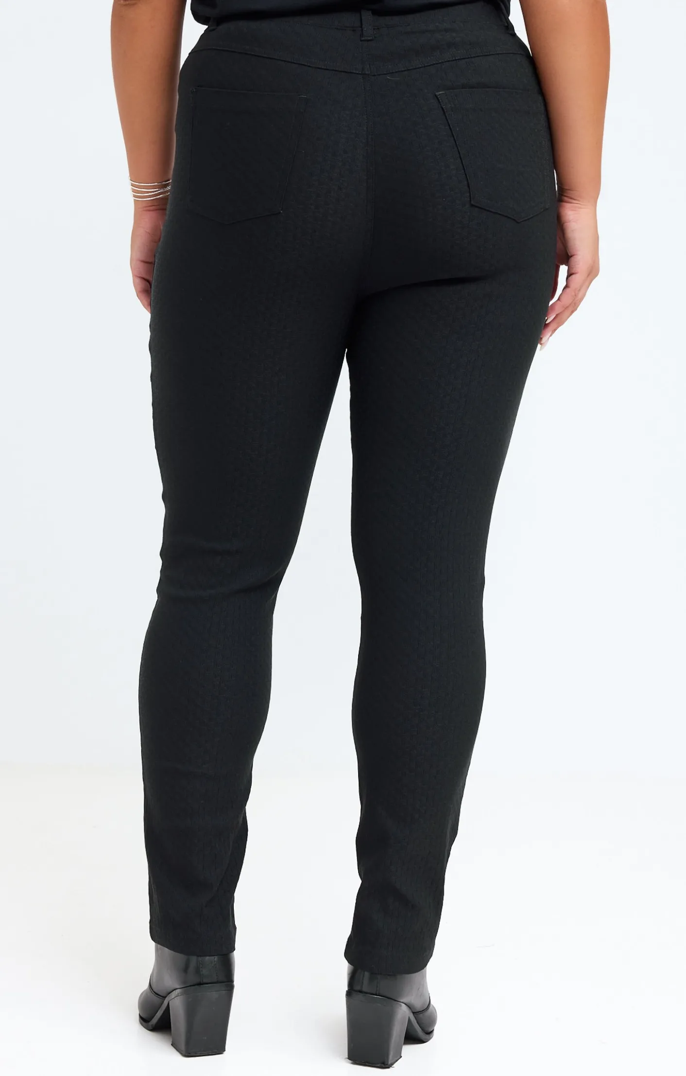 Toscane Boutique Tregging uni reliéfé damier| Pantalons