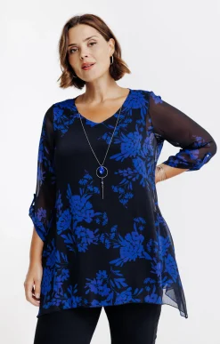 Toscane Boutique Tunique imprimée avec collier| Chemisiers & Tuniques