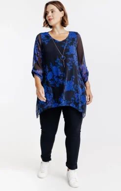 Toscane Boutique Tunique imprimée avec collier| Chemisiers & Tuniques