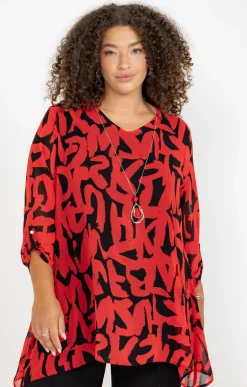 Toscane Boutique Tunique imprimée avec collier| Chemisiers & Tuniques
