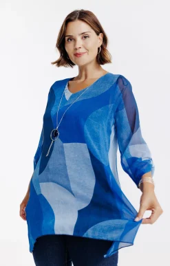 Toscane Boutique Tunique imprimée avec collier| Chemisiers & Tuniques