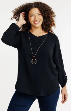 Toscane Boutique Tunique unie avec boutons colorés| Chemisiers & Tuniques