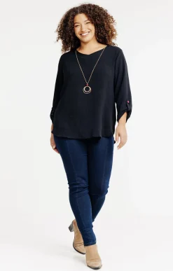 Toscane Boutique Tunique unie avec boutons colorés| Chemisiers & Tuniques