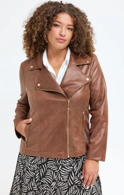 Toscane Boutique Veste biker zippée unie| Vestes