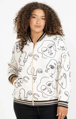 Toscane Boutique Veste bomber imprimée visages| Vestes