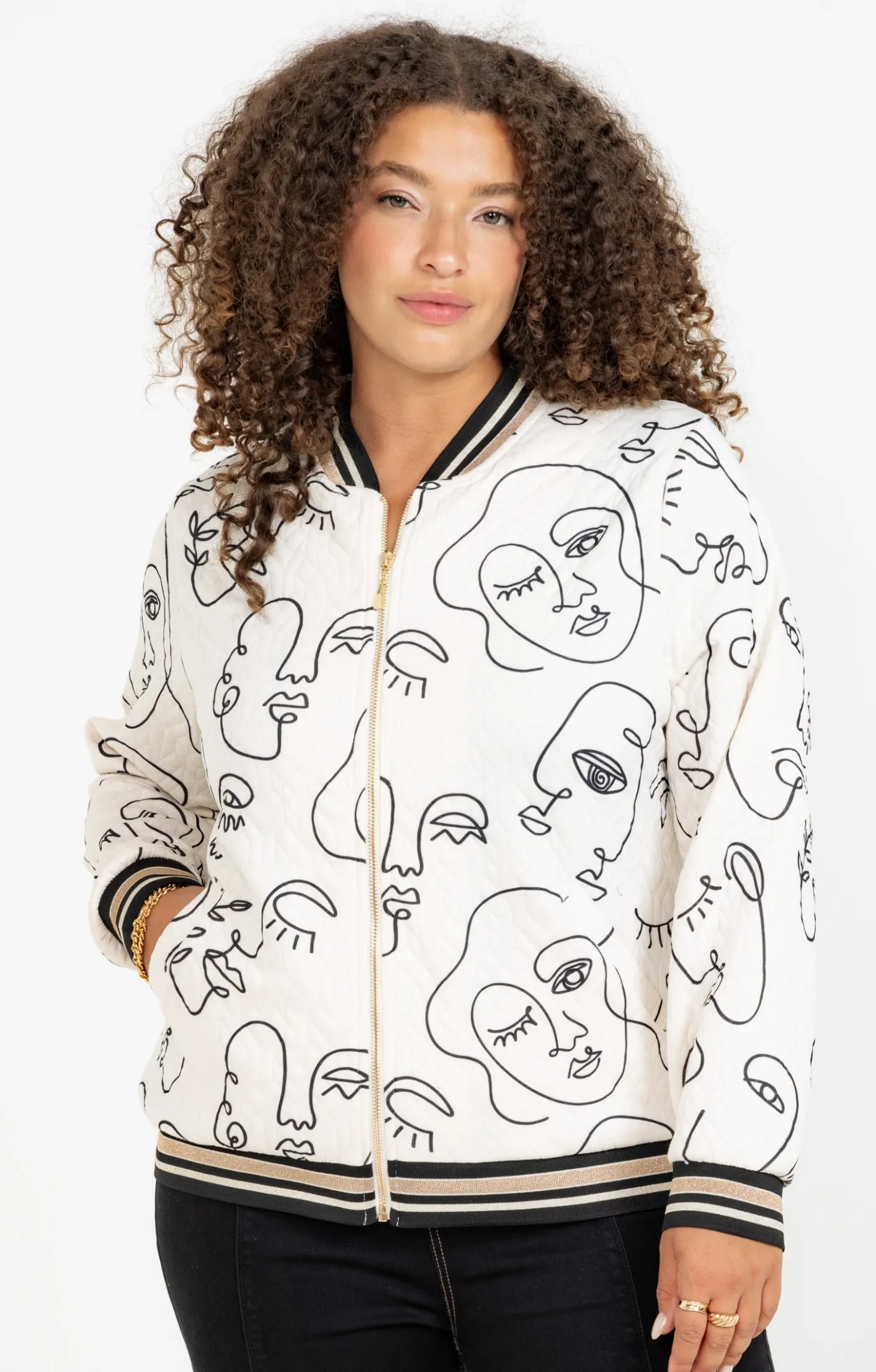 Toscane Boutique Veste bomber imprimée visages| Vestes