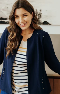 Toscane Boutique Veste zippée avec col rond| Vestes