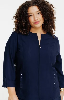 Toscane Boutique Veste zippée avec col rond| Vestes