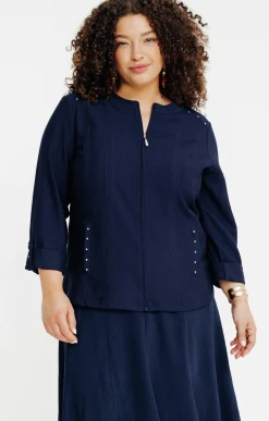 Toscane Boutique Veste zippée avec col rond| Vestes