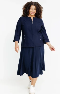 Toscane Boutique Veste zippée avec col rond| Vestes
